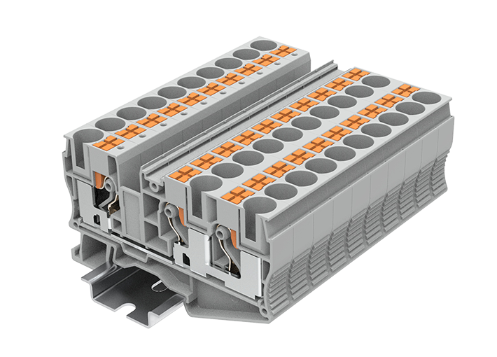 PT10-3-G in line spring guide rail terminal
