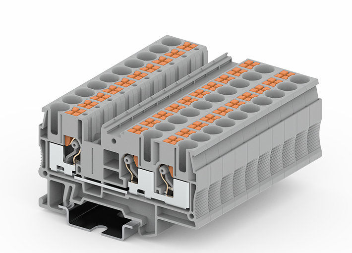 TP6-3-G in line spring guide rail terminal